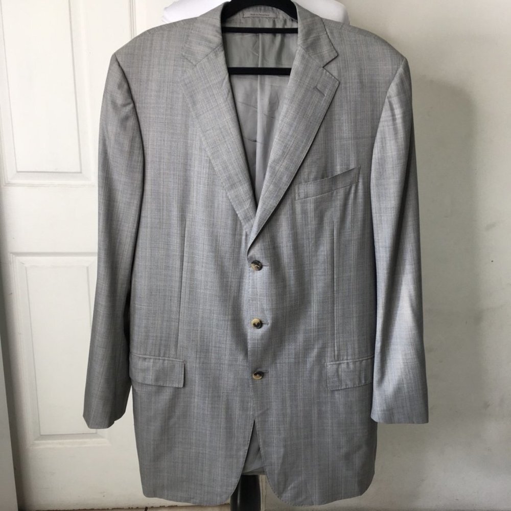Ermenegildo Zegna Su Misura 15 Mil Mil 15 Gray Three Button Blazer Jacket 56 - Picture 1 of 12